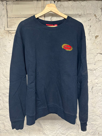 Supreme Small Embroidered Navy Crewneck Sz M