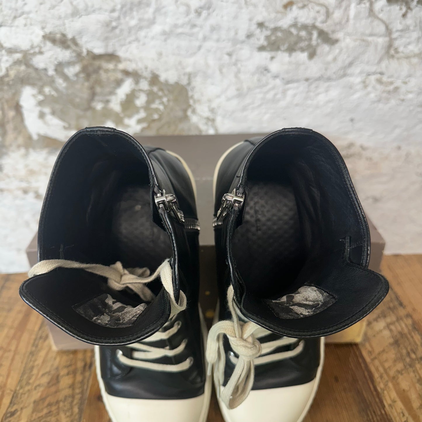 Rick Owens High Black Leather Milk Sneaker Sz 10 (43)