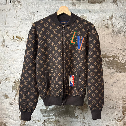 Louis Vuitton NBA Brown Monogram Zip Up Sweater Sz S