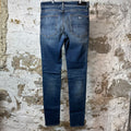Amiri MX1 Blue Plaid Flannel Dark Blue Denim Jeans Sz 34