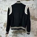 Saint Laurent Black White Teddy Varsity Jacket Sz M (48)