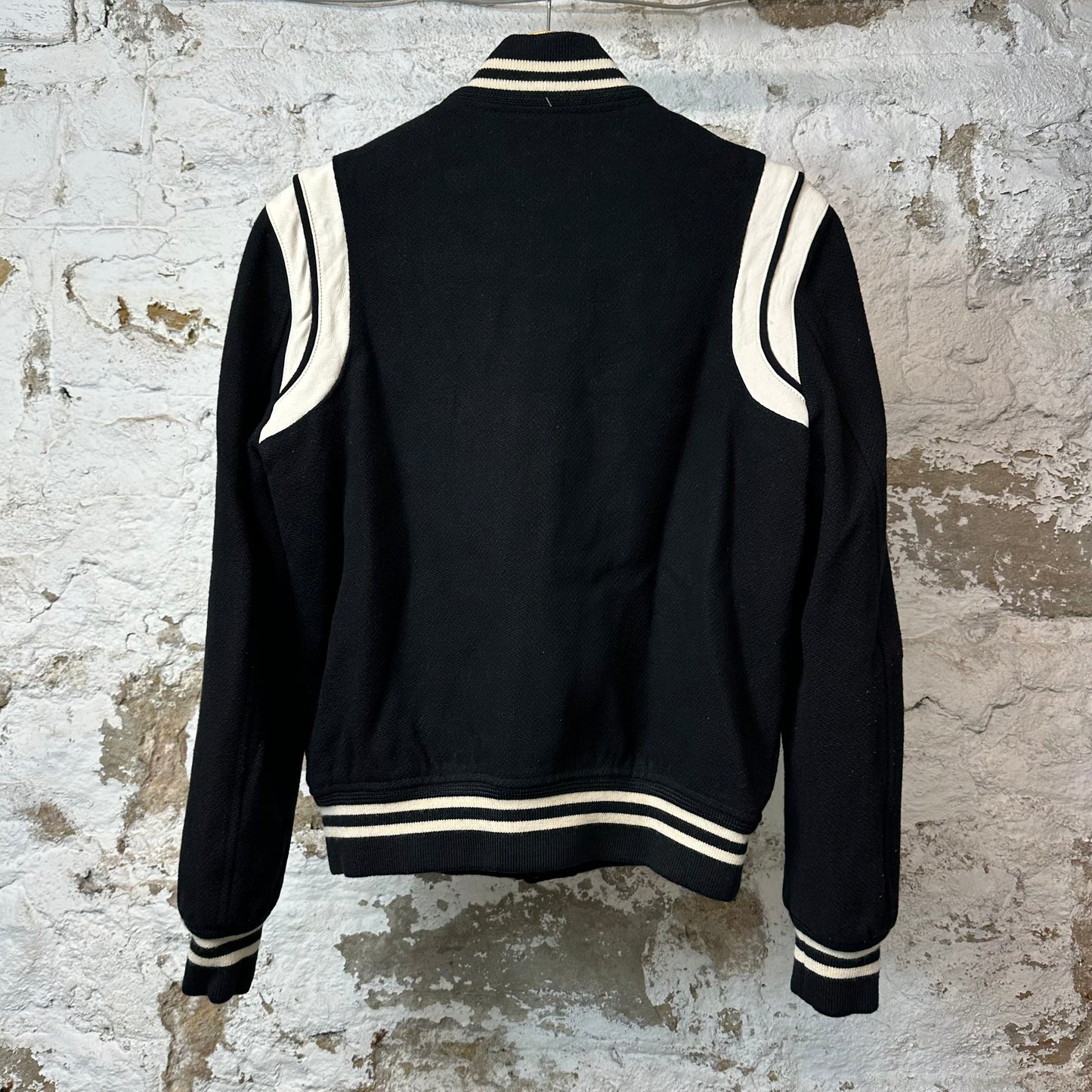 Saint Laurent Black White Teddy Varsity Jacket Sz M (48)