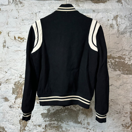 Saint Laurent Black White Teddy Varsity Jacket Sz M (48)