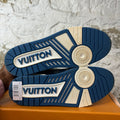 Louis Vuitton Blue Denim Monogram White Trainer Sneaker Sz 8.5 (7LV)