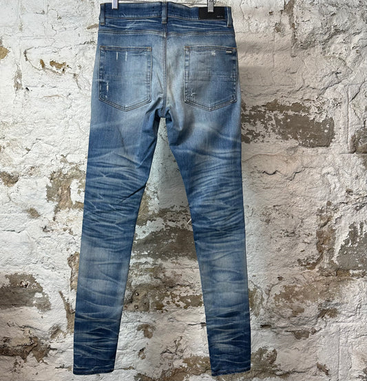 Amiri MX1 Sky Blue Cream Blue Denim Jeans Sz 31