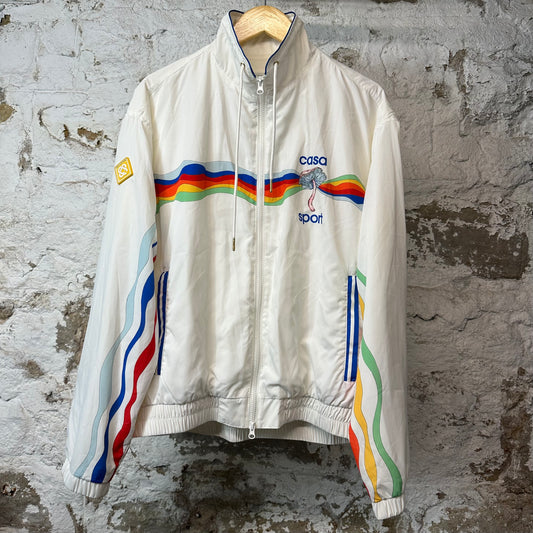 Casablanca Mushroom Logo Windbreaker Jacket White Sz XXL