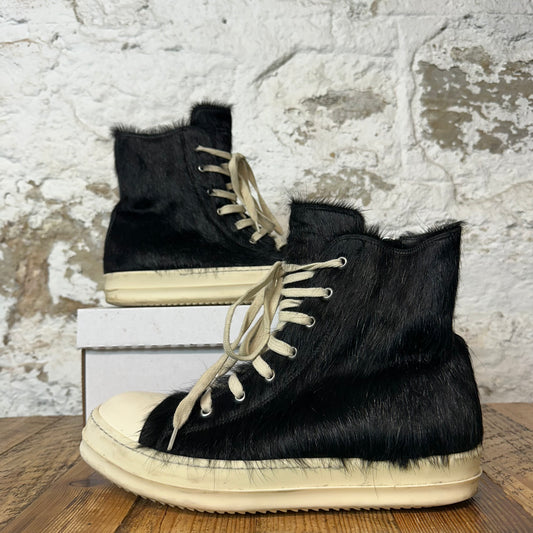 Rick Owens High Black Pony Hair Milk Sneaker Sz 9 (42)