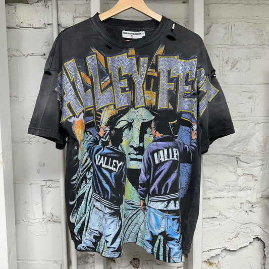 Vale Bling Graffitti Grey T-Shirt Sz S