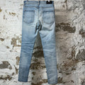 Amiri MX1 White Leather Blue Denim Jeans Sz 31