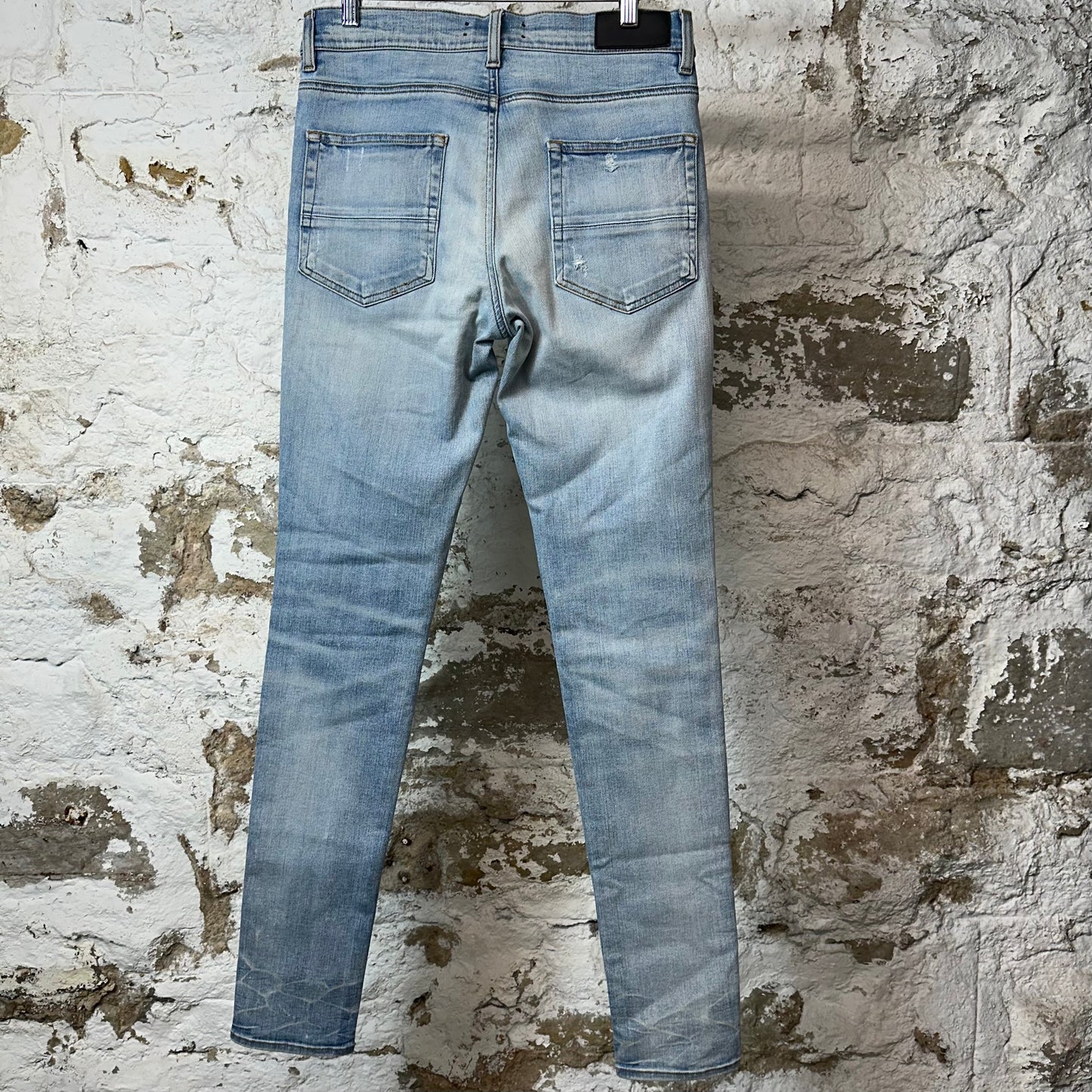 Amiri MX1 White Leather Blue Denim Jeans Sz 31