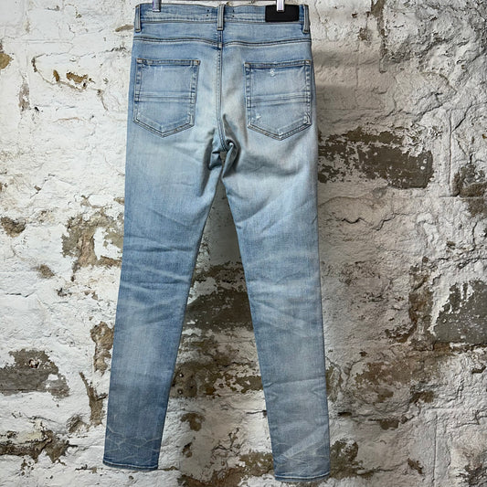 Amiri MX1 White Leather Blue Denim Jeans Sz 31