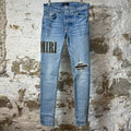 Amiri MX1 Camo Spell Blue Denim Jeans Sz 31