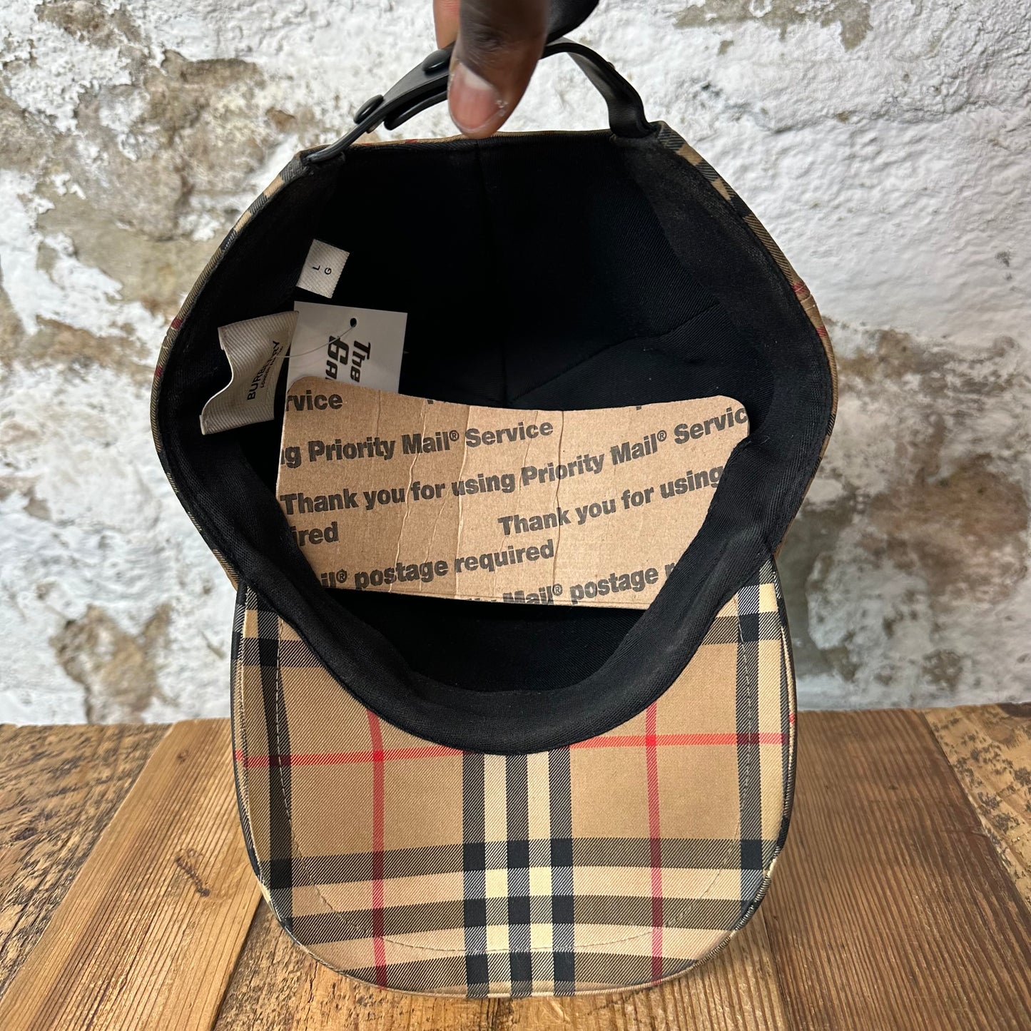 Burberry Check Tan Plaid Hat Sz L
