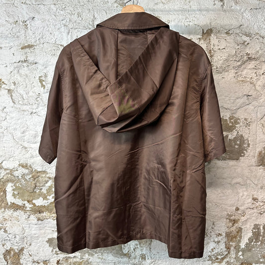 Saint Vanity Brown Nylon Hooded Shirt
