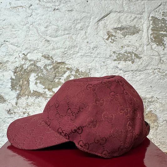 Gucci GG Monogram Burgundy Hat Sz M W/ Box