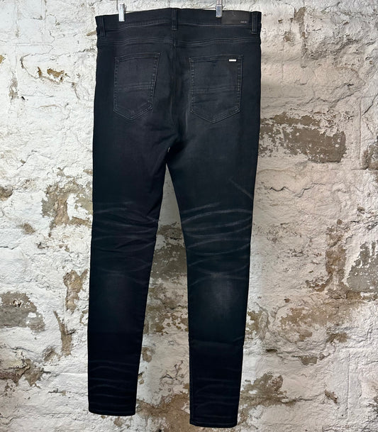 Amiri MX1 Cracked Blue Black Denim Jeans Sz 38