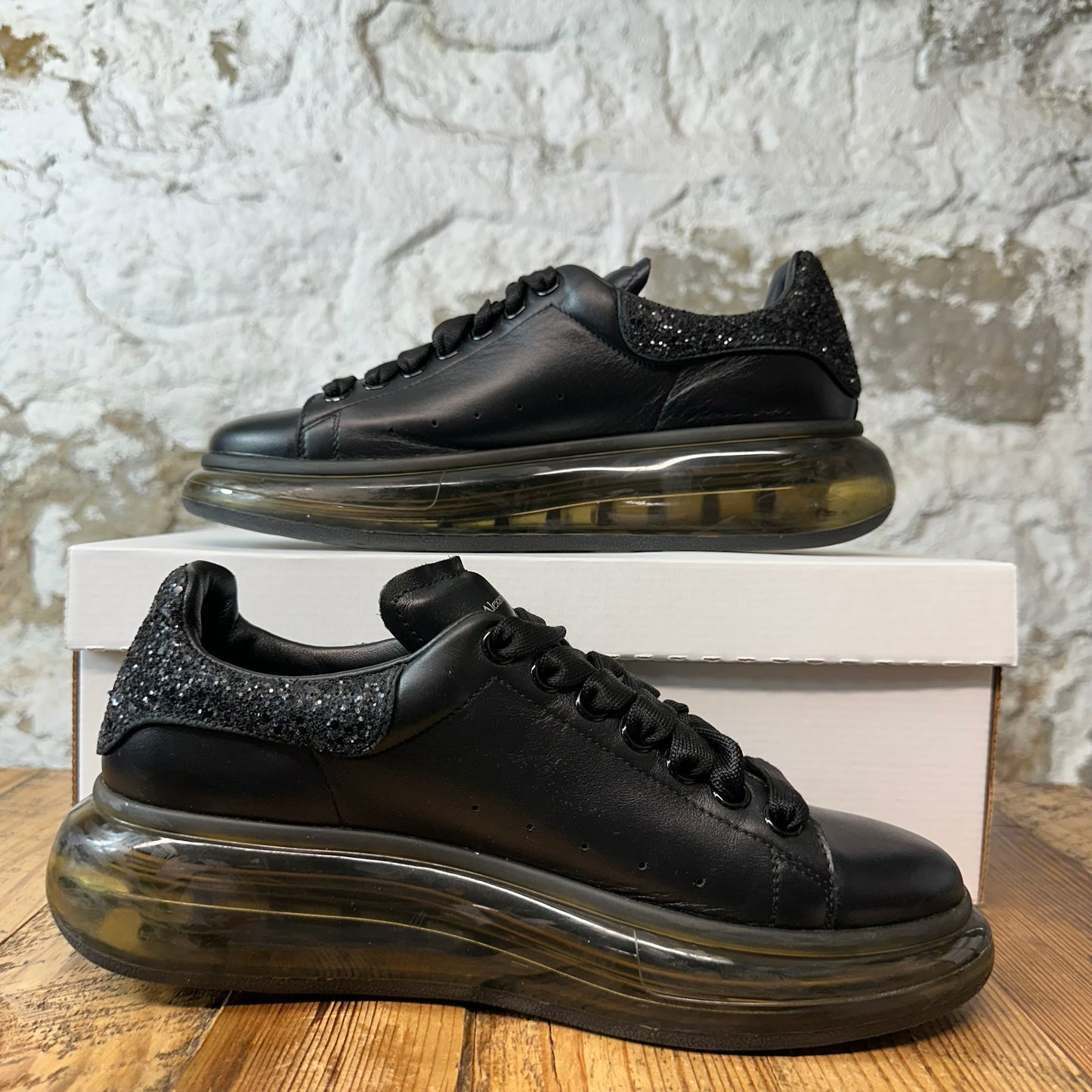 Alexander McQueen Glitter Tab Black Sneaker Sz 7 (40)