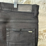 Amiri MX1 Black Leather Black Denim Jeans Sz 32