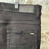 Amiri MX1 Black Leather Black Denim Jeans Sz 32