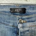 Amiri MX1 Black Leather Blue Denim Jeans Sz 38