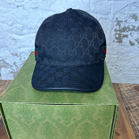 Gucci Black Monogram Hat W/ Box