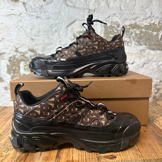 Burberry Arthur Brown Monogram Black Sneaker Sz 8 (41)