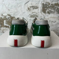 Prada Americas Cup Green Patent Grey White Sneaker Sz 8.5