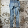 Amiri MX1 Camo Spell Blue Denim Jeans Sz 30