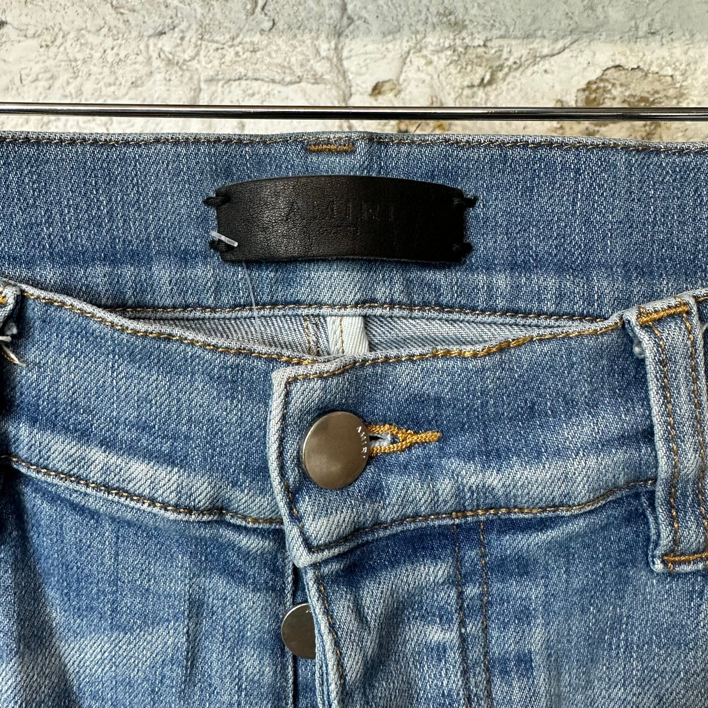 Amiri MX1 Aloha Patch Blue Denim Jeans Sz 33