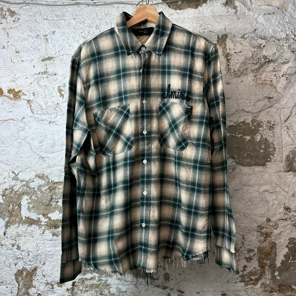Amiri Dreamers Green Plaid Flannel Sz M