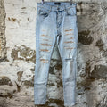 Amiri MX1 Orange Tie Dye Light Blue Denim Jeans Sz 32