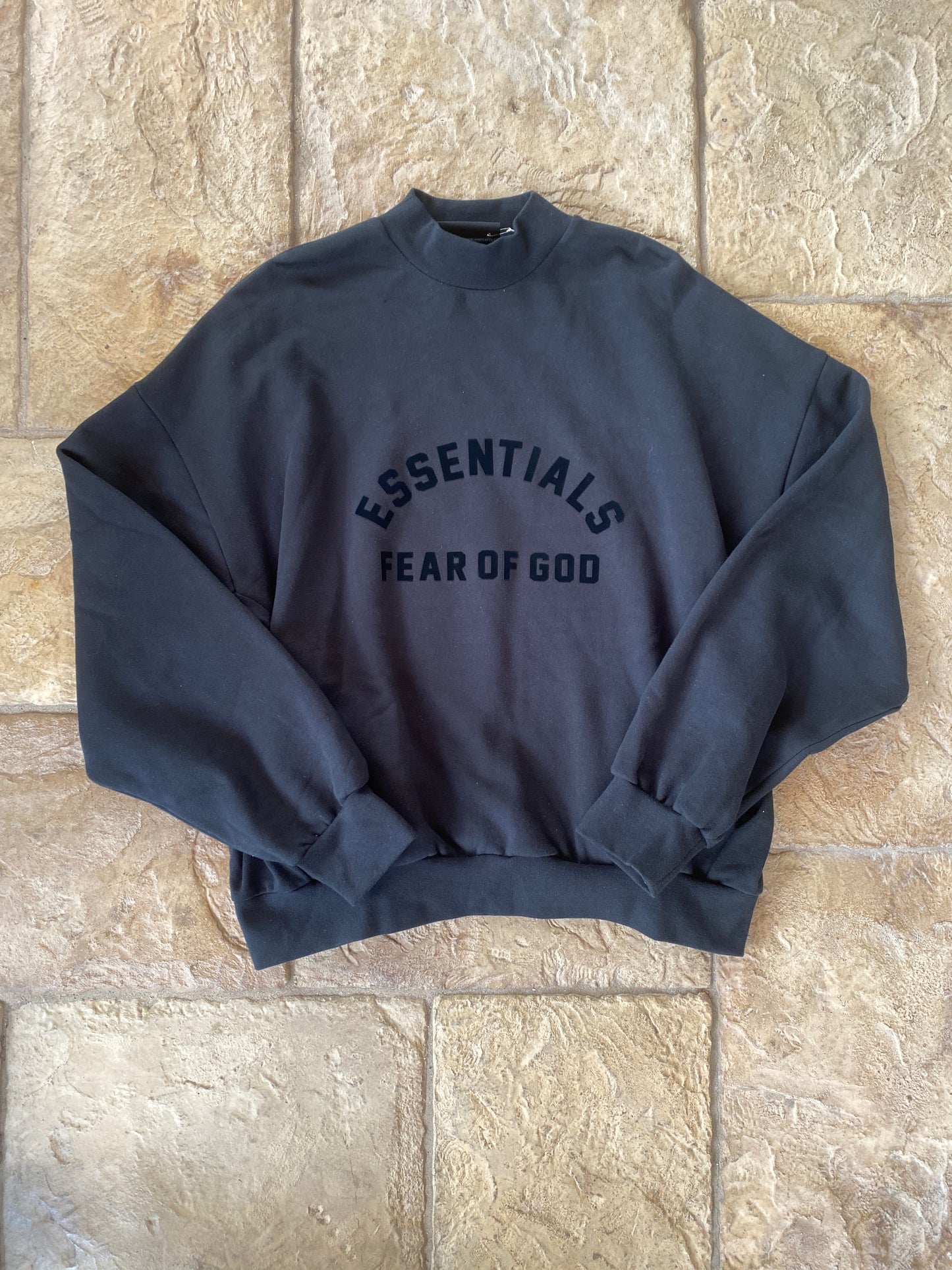 Fear of God Essentials Jet Black Arch Logo Mock Neck Sweater