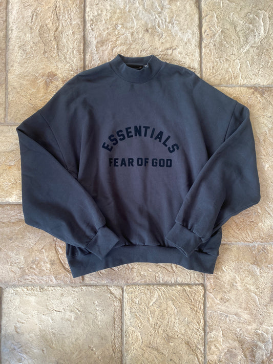 Fear of God Essentials Jet Black Arch Logo Mock Neck Sweater