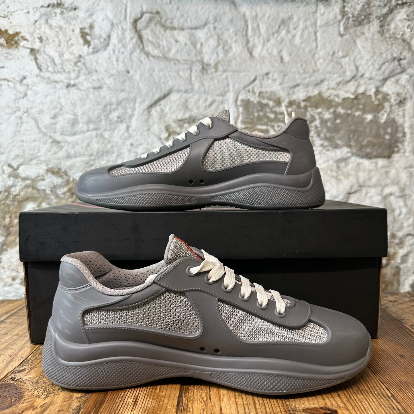 Prada Americas Cup Grey Rubber Sneaker Sz 7 (40)