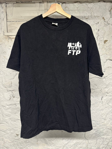 FTP Chest Logo Black White T-Shirt Sz L