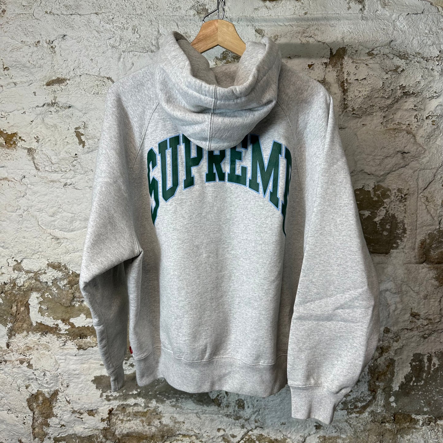 Supreme Cracked Raglan Grey Zip Up Hoodie Sz S