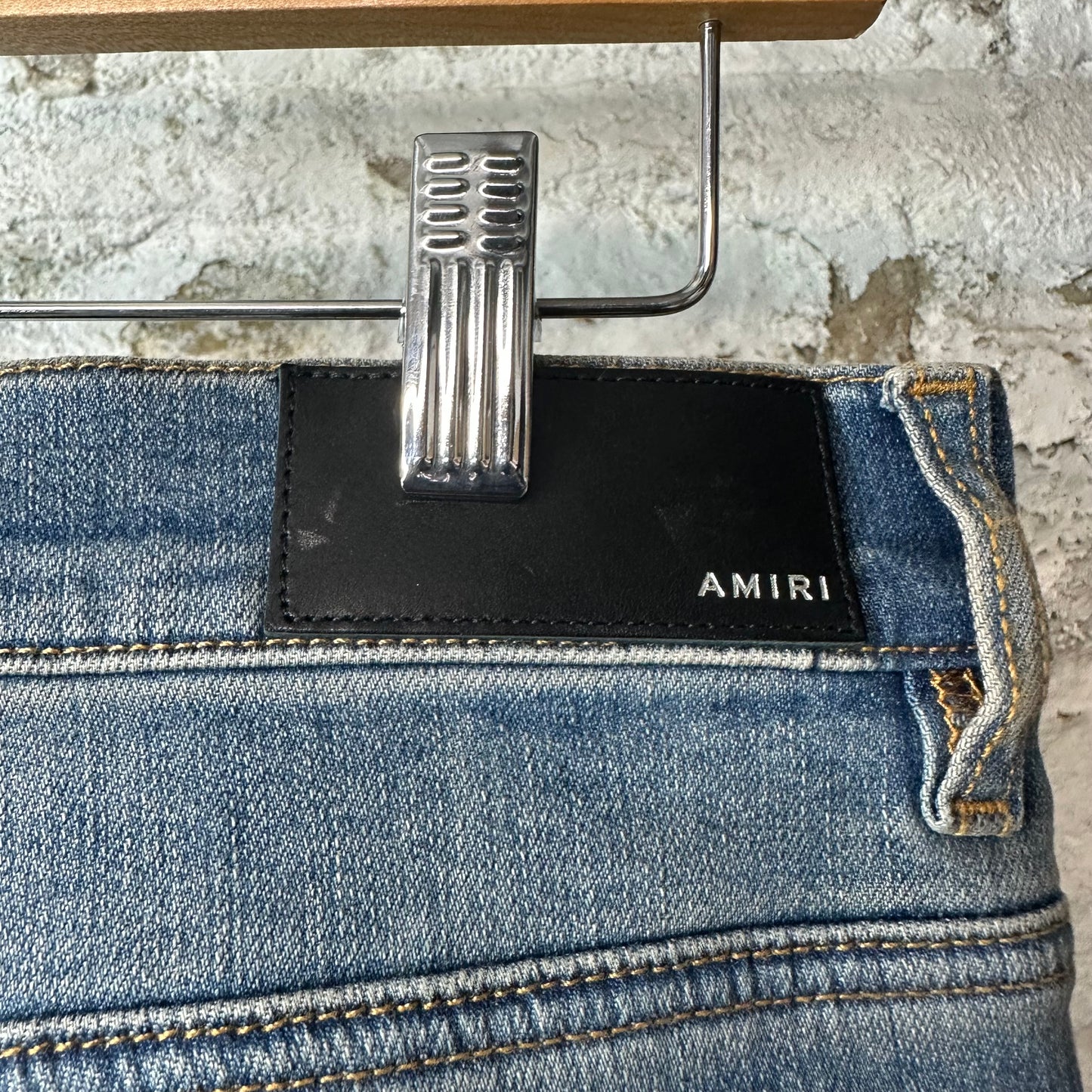 Amiri Purple Suede Core Logo Blue Denim Jeans Sz 34