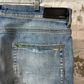 Amiri MX1 Black Leather Blue Denim Jeans Sz 38