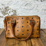 MCM Cognac Boston Bag