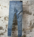 Amiri MX1 Cream Glitter Spell Blue Denim Jeans Sz 31