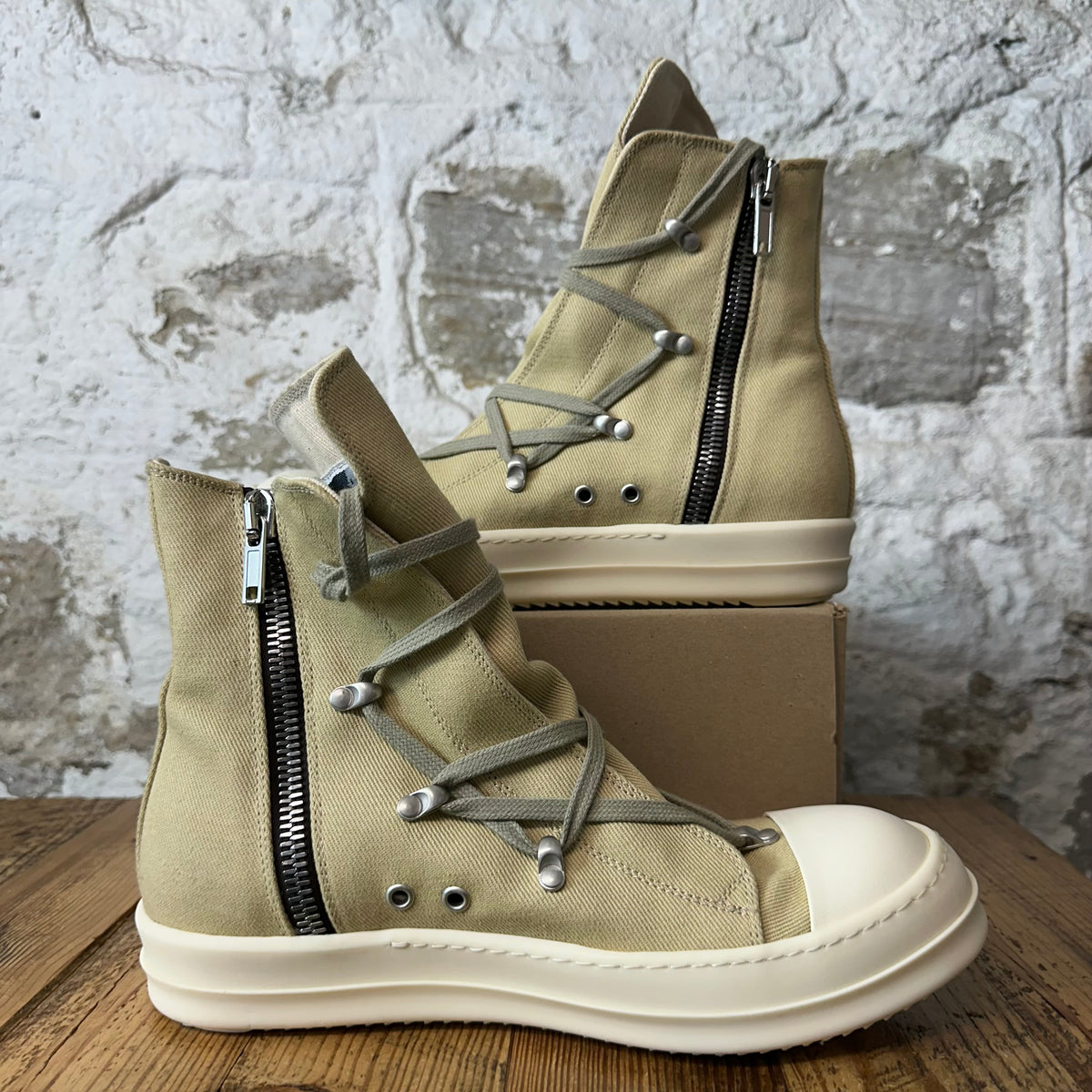 Rick Owens High Hexa Lace Parchment Milk Sneaker Sz 9 (42)