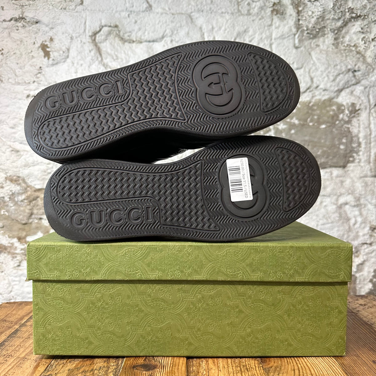 Gucci Chunky Embossed GG Black Sneaker Sz 11.5