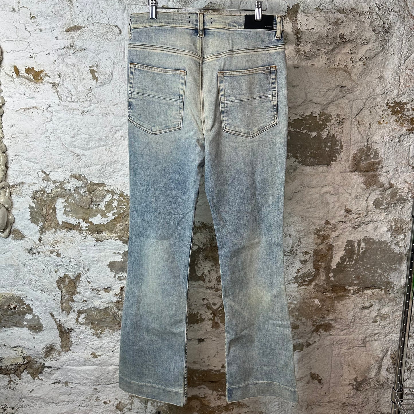 Amiri Plain Washed Blue Flare Denim Jeans Sz 31
