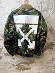 Off White Green Camo Bomber Jacket Sz L