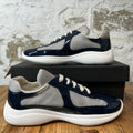 Prada Americas Cup Navy Patent Grey White Sneaker Sz 6 (38.5)