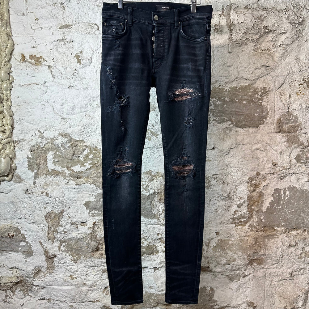 Amiri MX1 Brown Paisley Black Denim Jeans Sz 29