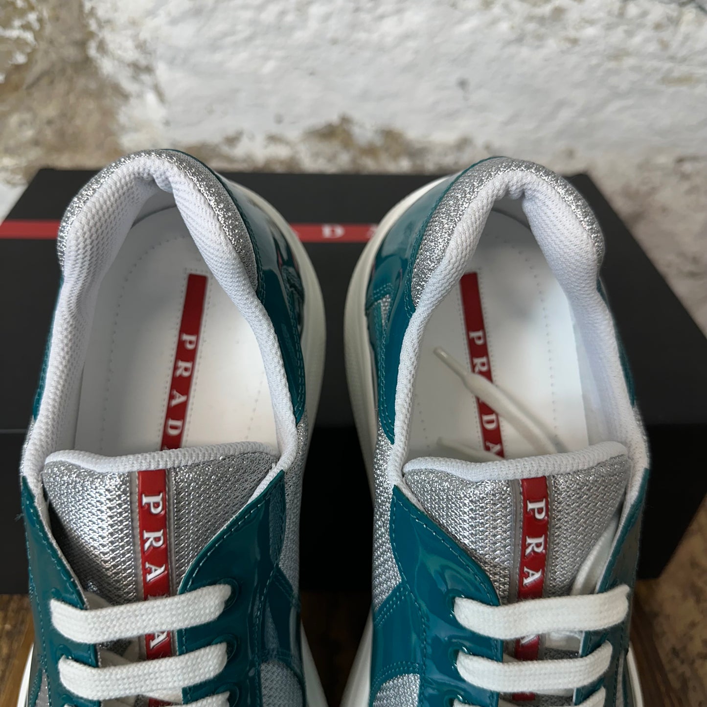 Prada Americas Cup Laguna Patent Sneaker Sz 10 DS