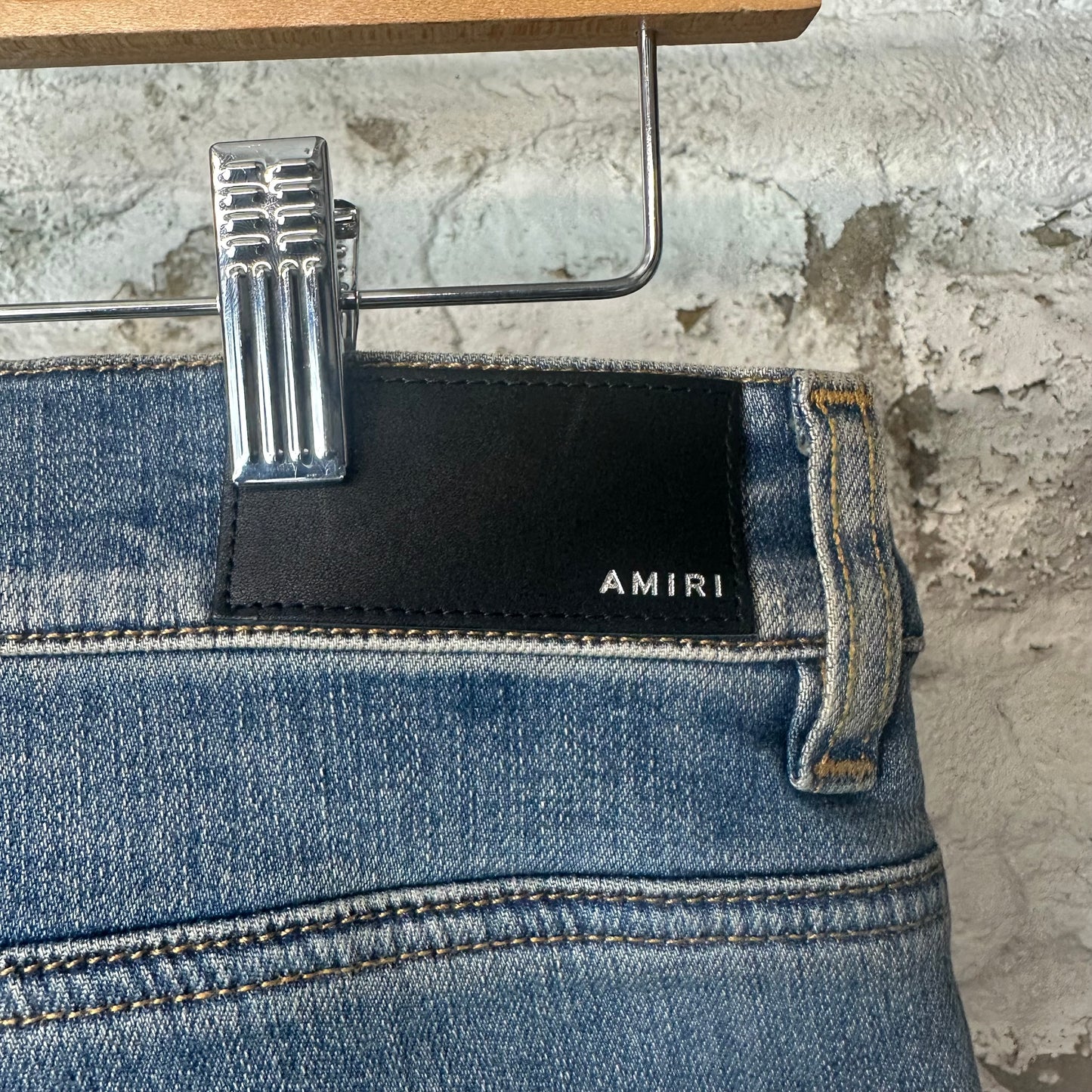 Amiri White MA Stripe Blue Denim Jeans Sz 32