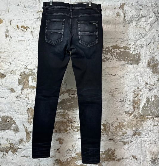 Amiri MX1 Green Suede Black Denim Jeans Sz 32