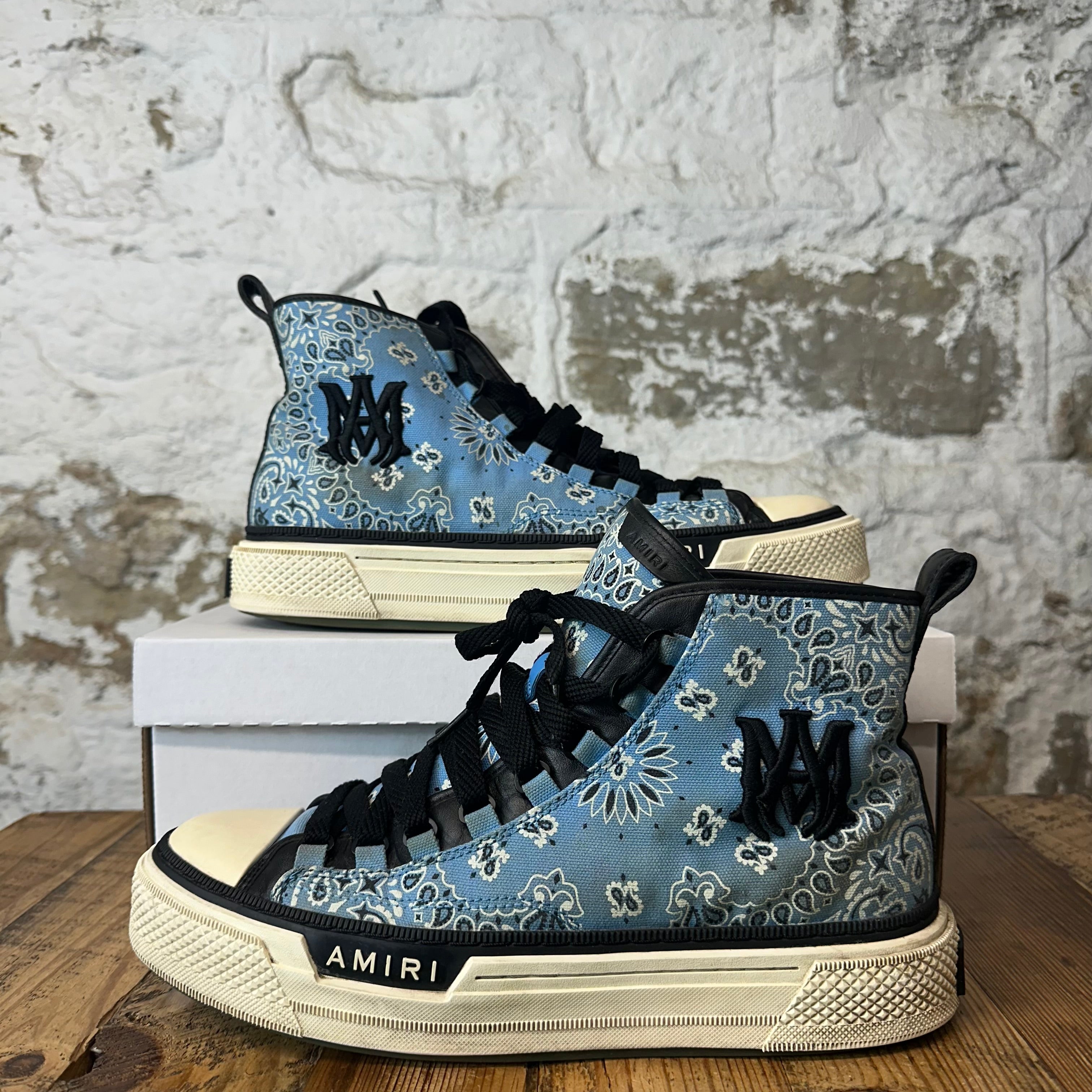 Amiri High Blue Paisley Black White Sneaker Sz 11 (44)